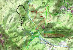 Carte des parcours au 19/12/2015 avec le PR6 en tracé noir plein/pointillé