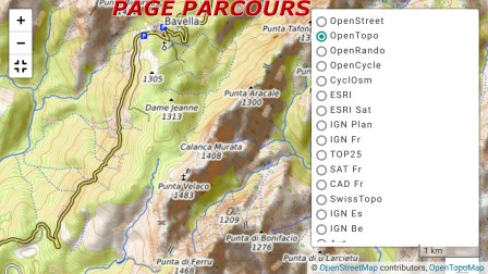 Page Parcours Trace VisuGPX en horizontal avec choix fonds de cartes