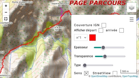 Page Parcours Trace VisuGPX en horizontal avec choix forme de la trace
