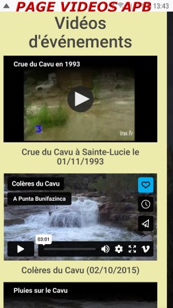 Page Vidéos accès vidéos APB