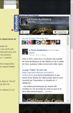 Volet glissant Facebook à droite de la page